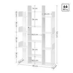 VASAGLE Bücherregal »LBC67BXV1 LBC067W01«, Standregal mit 13 Fächern, Aufbewahrungsregal, 86 x 25 x 140 cm, mit abgerundeten Ecken Vintage, Wei&szlig; -Vasagle Auslauf Geschäft b99a9f89 9839 4d5f 99b9 3738eec9de91