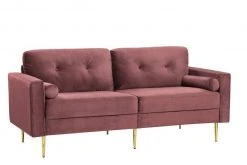 VASAGLE 3-Sitzer »LCS001«, Bezug aus Samt, Metallbeine, Klassisch bis modern, einfacher Aufbau, 183 x 78 x 88 cm Blau, Grau, Petrolfarben, Rosa -Vasagle Auslauf Geschäft bb2c7b6e 1179 4cdd b4ca 0ed650039b1c