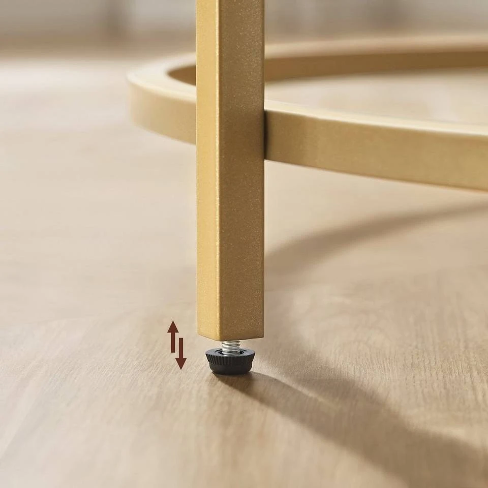 VASAGLE Couchtisch »LCT091A10«, Beistelltisch, Sofatisch, rund, mit goldfarbenem Stahlrahmen, modern, Ø 84 cm, weiß-goldfarben 9 VASAGLE Couchtisch »LCT091A10«, Beistelltisch, Sofatisch, rund, mit goldfarbenem Stahlrahmen, modern, Ø 84 cm, weiß-goldfarben – Bild 7