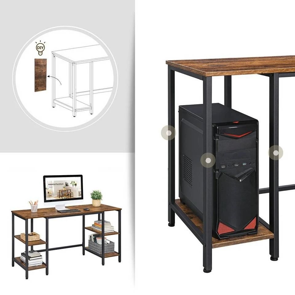 VASAGLE Schreibtisch »LWD54X«, Bartisch, Bürotisch, Computertisch, große Tischoberfläche, Arbeitszimmer, 137 x 55 x 75 cm, vintage 9 VASAGLE Schreibtisch »LWD54X«, Bartisch, Bürotisch, Computertisch, große Tischoberfläche, Arbeitszimmer, 137 x 55 x 75 cm, vintage – Bild 7