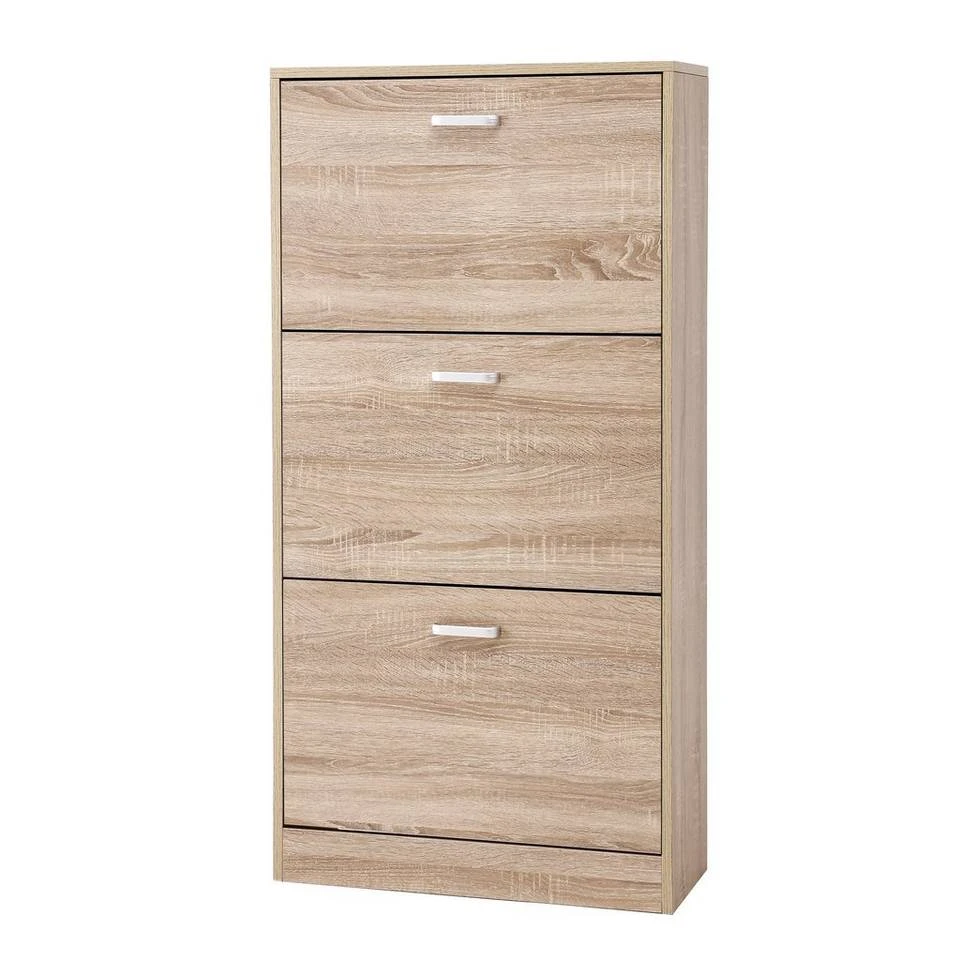 VASAGLE Schuhschrank »LBC03« Schuhregal mit 3 Klappen und Ebenen, perfekt für schmale Flure, 60 x 24 x 120 cm (L x B x H) Eichenfarben, Vintage, Weiß 4 VASAGLE Schuhschrank »LBC03« Schuhregal mit 3 Klappen und Ebenen, perfekt für schmale Flure, 60 x 24 x 120 cm (L x B x H) Eichenfarben, Vintage, Weiß – Bild 2