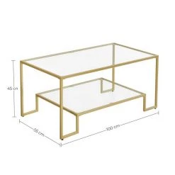 VASAGLE Couchtisch »LGT033A01«, Beistelltisch, 2 Ablagen aus Hartglas, Dekoration mit Stauraum, modernes Design, 100 x 55 x 45 cm, goldfarben -Vasagle Auslauf Geschäft bf932bab 5359 4d63 bf56 2bf77a10ae3a