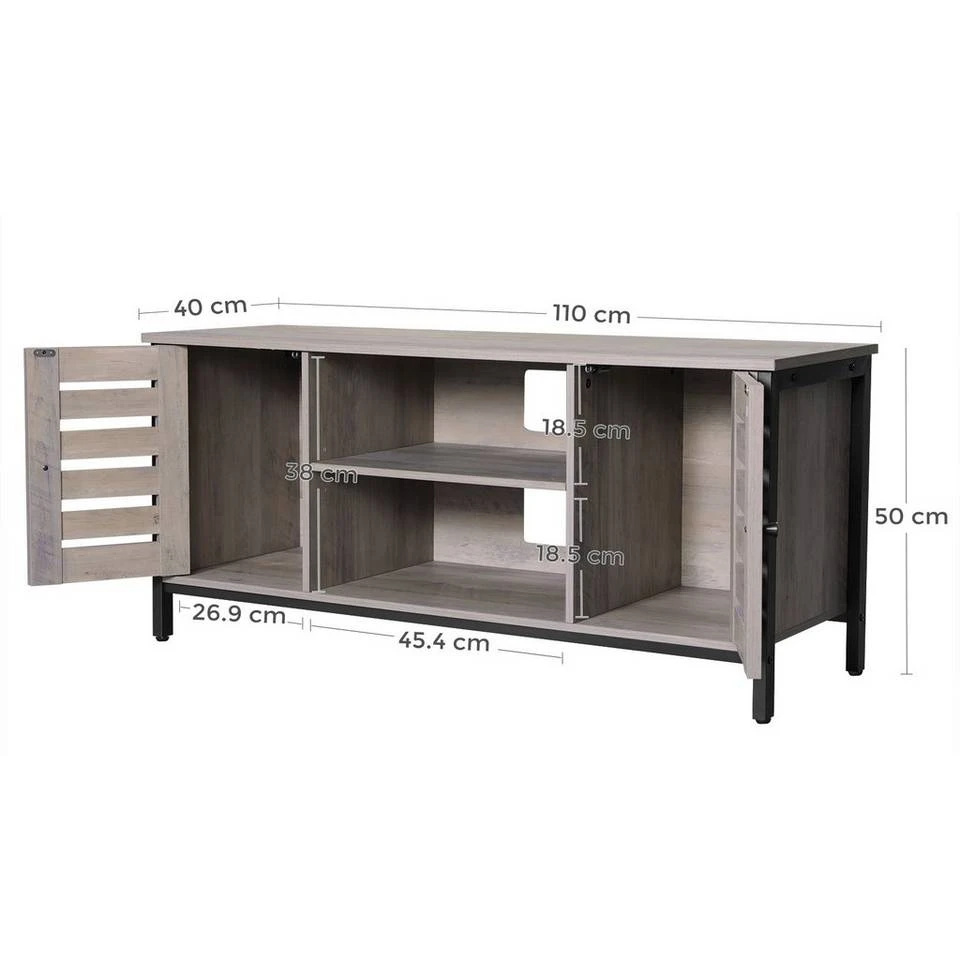 VASAGLE Lowboard »LTV43BX / MB«, TV-schrank, Fernsehtisch, mit 2 Schränken und 2 Regalebenen, 110 x 40 x 50 cm, Industrie-Design Greige-Schwarz, Vintage 15 VASAGLE Lowboard »LTV43BX / MB«, TV-schrank, Fernsehtisch, mit 2 Schränken und 2 Regalebenen, 110 x 40 x 50 cm, Industrie-Design Greige-Schwarz, Vintage – Bild 13