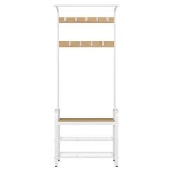 VASAGLE Garderobenständer »HSR40B«, Kleiderständer mit 9 Haken, Schuhregal mit 3 Ablagen und stilvollen Griffen, 183 cm hoch, Industrie-Design Grau, Vintage, Wei&szlig; -Vasagle Auslauf Geschäft c0d5acce c6f9 4186 b6c0 2f9c6524823d