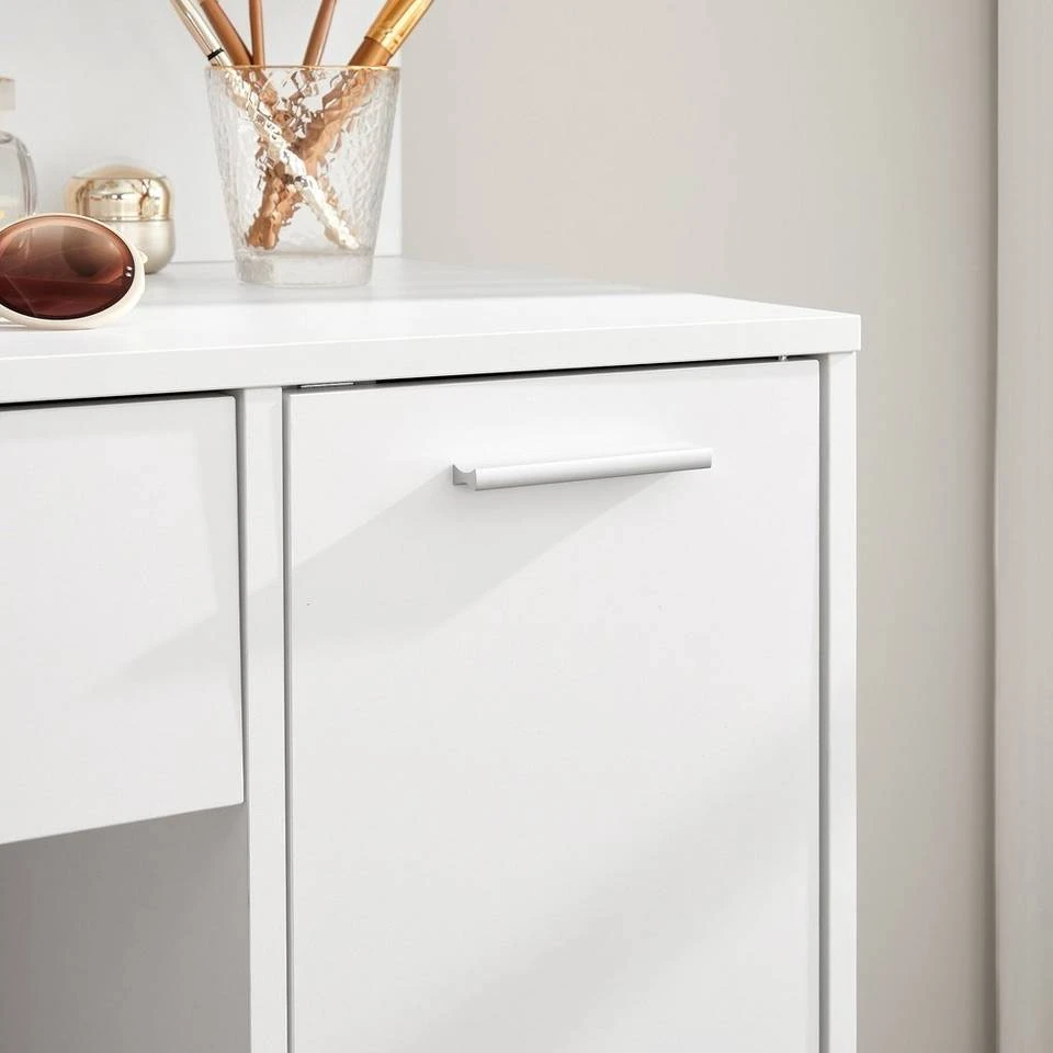 VASAGLE Schminktisch »RDT119W01«, Frisiertisch, Schminkkommode mit Spiegel, Aufbewahrungsfach, 1 Schublade, weiß 8 VASAGLE Schminktisch »RDT119W01«, Frisiertisch, Schminkkommode mit Spiegel, Aufbewahrungsfach, 1 Schublade, weiß – Bild 6