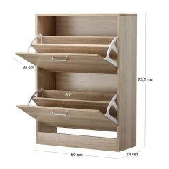 VASAGLE Schuhschrank »LBC602H LBC02WT« Schuhkommode, Trennwände verstellbar und abnehmbar, für 12 Paar Damenschuhe oder 8 Paar Herrenschuhe Eichefarben, Wei&szlig; -Vasagle Auslauf Geschäft c2de812a ad52 42a6 943e f96bc56d847d