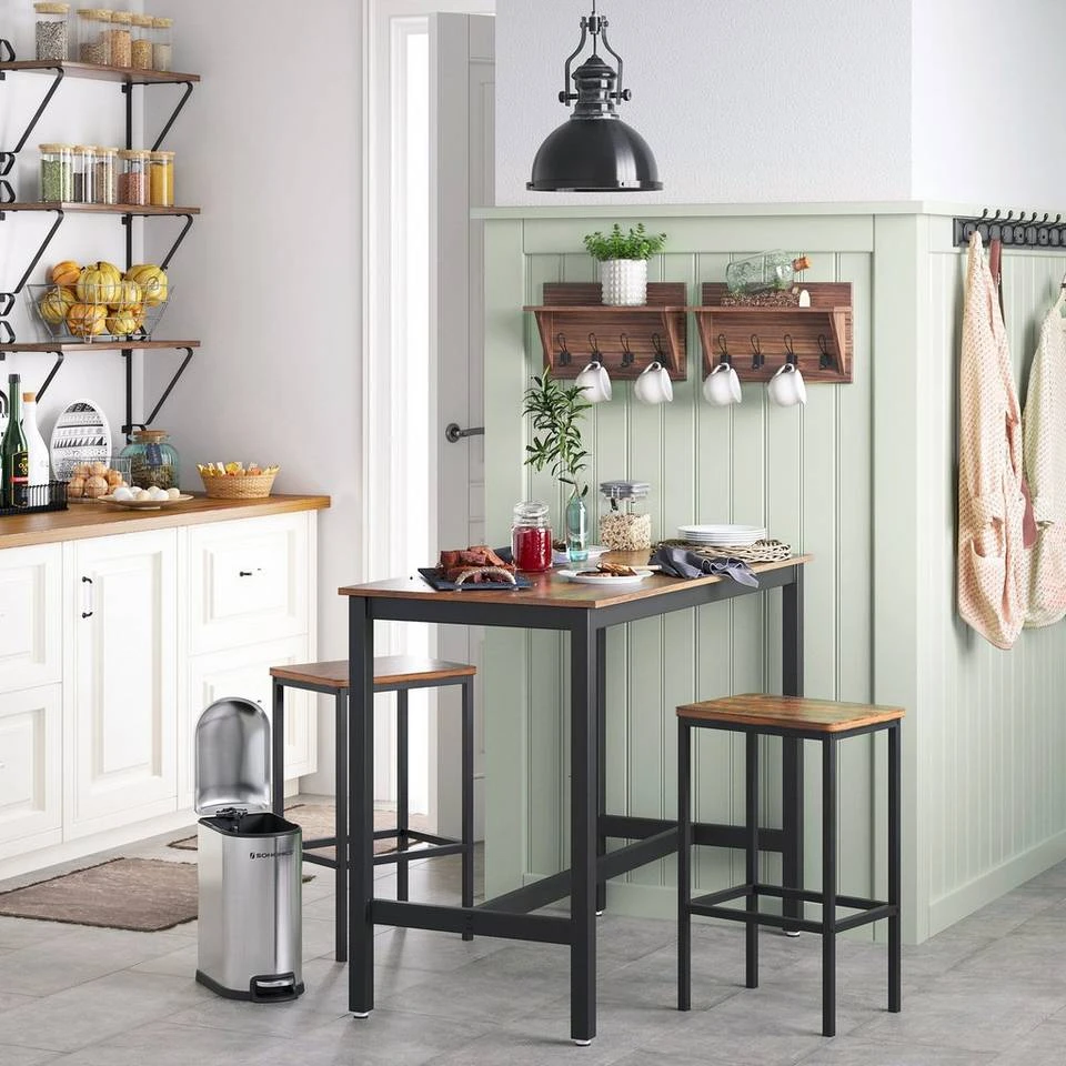 VASAGLE Barhocker »LBC65X LBC065B02«, 2er Set Barstühle, für Küche, Wohnzimmer, Esszimmer, Industrie-Design Greige, Vintage 5 VASAGLE Barhocker »LBC65X LBC065B02«, 2er Set Barstühle, für Küche, Wohnzimmer, Esszimmer, Industrie-Design Greige, Vintage – Bild 3