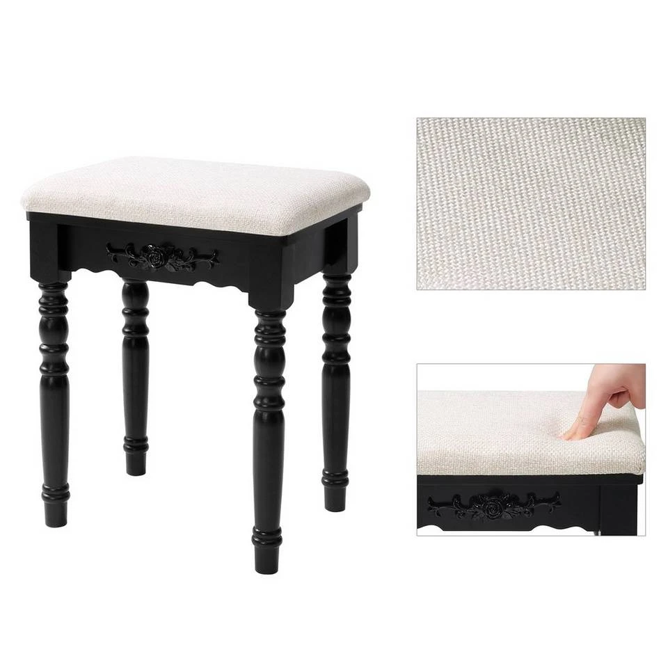 VASAGLE Schminktisch »RDT60WT RDT60BK«, Frisiertisch, Kosmetiktisch mit 3-teiliger Klappspiegel,mit Hocker Schwarz, Weiß 18 VASAGLE Schminktisch »RDT60WT RDT60BK«, Frisiertisch, Kosmetiktisch mit 3-teiliger Klappspiegel,mit Hocker Schwarz, Weiß – Bild 16