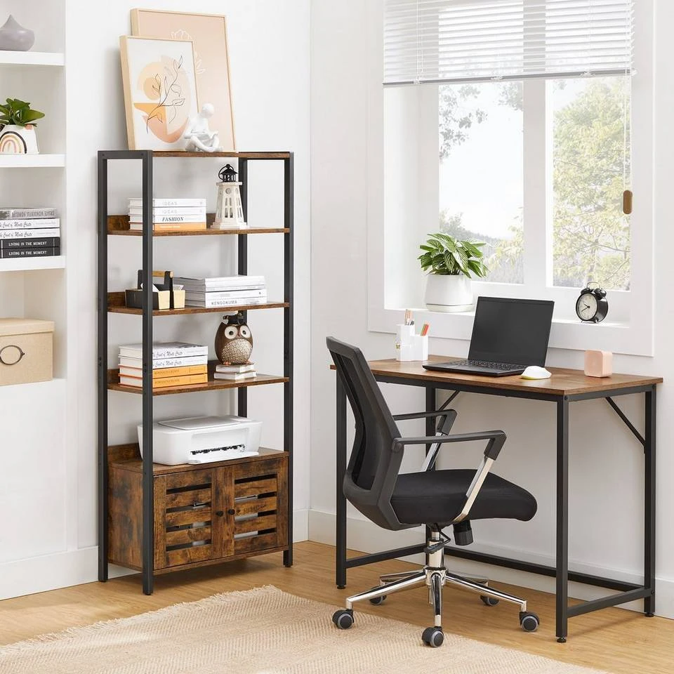 VASAGLE Bücherregal »LSC601B01«, Aufbewahrungsschrank, mit 2 Lamellentüren, 4 Ablagen, vintage 3 VASAGLE Bücherregal »LSC601B01«, Aufbewahrungsschrank, mit 2 Lamellentüren, 4 Ablagen, vintage – Bild 2