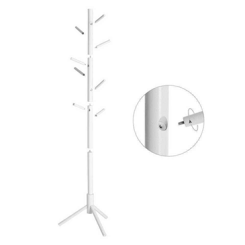VASAGLE Garderobenständer »RCR04WT«, Kleiderständer aus Massivholz, in Baumform, mit 8 Haken, für Kleidung, Hüte, Taschen, Flur, Eingangsbereich, weiß 6 VASAGLE Garderobenständer »RCR04WT«, Kleiderständer aus Massivholz, in Baumform, mit 8 Haken, für Kleidung, Hüte, Taschen, Flur, Eingangsbereich, weiß – Bild 4