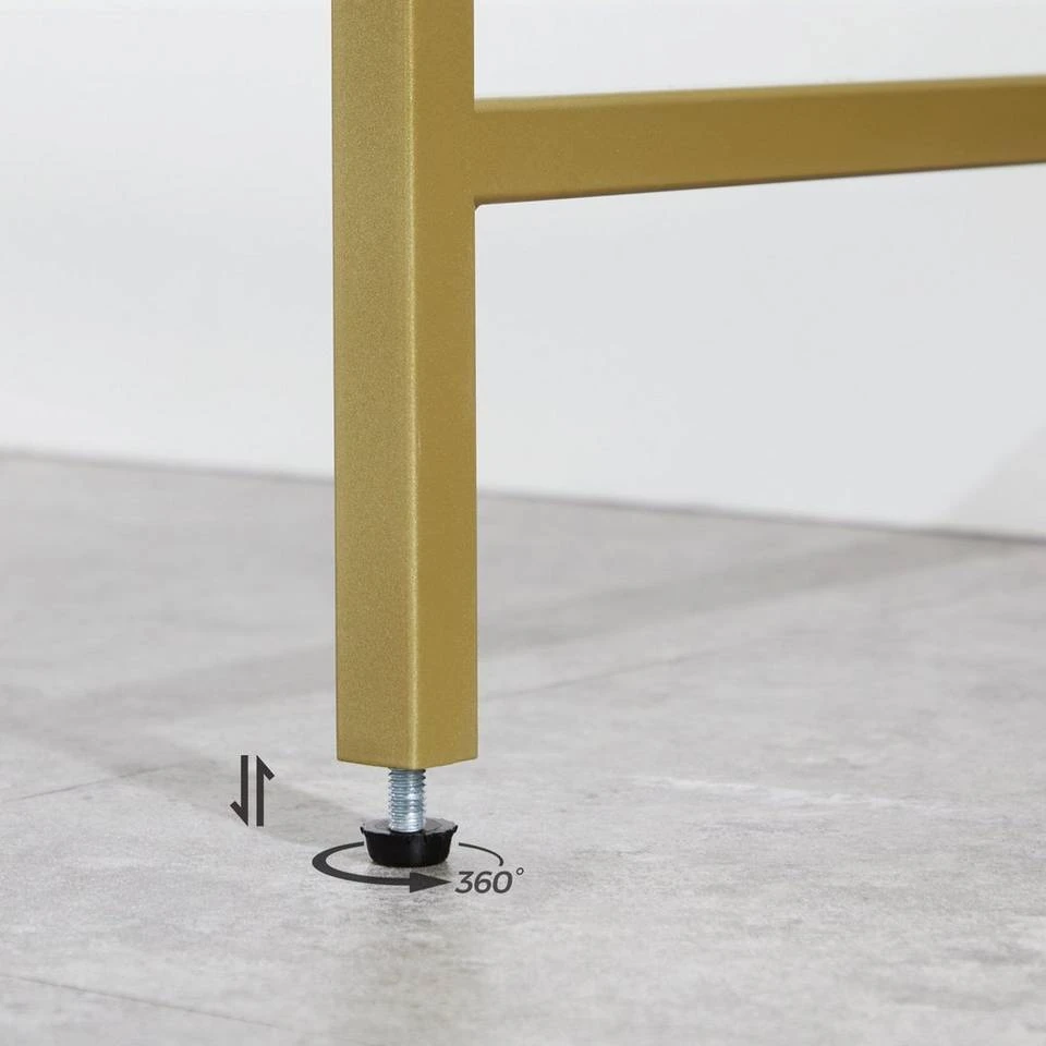 VASAGLE Konsolentisch »LGT025A01«, Beistelltisch mit 2 Ablagen, Hartglas, Metallgestell, für Wohnzimmer, Flur, goldfarben 9 VASAGLE Konsolentisch »LGT025A01«, Beistelltisch mit 2 Ablagen, Hartglas, Metallgestell, für Wohnzimmer, Flur, goldfarben – Bild 7