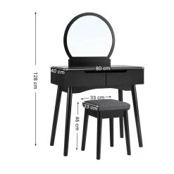 VASAGLE Schminktisch »RDT11BK RDT11K«, Frisiertisch, mit rundem Spiegel und gepolstertem Hocker, 2 große Schubladen Schwarz | schwarz, Weiß | natur 30 VASAGLE Schminktisch »RDT11BK RDT11K«, Frisiertisch, mit rundem Spiegel und gepolstertem Hocker, 2 große Schubladen Schwarz | schwarz, Weiß | natur -Vasagle Auslauf Geschäft c95d5dc0 ce7b 42d7 8c71 1220d92bfd11