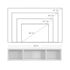 VASAGLE Wandregal »LTV104W01«, Hängeschrank, TV-Regal, TV-Schrank mit 3 Fächern, schwebend, platzsparend, weiß -Vasagle Auslauf Geschäft c99a9c12 5e79 45f6 8982 b43c17169f68