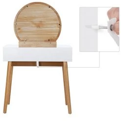 VASAGLE Schminktisch »RDT11BK RDT11K«, Frisiertisch, mit rundem Spiegel und gepolstertem Hocker, 2 große Schubladen Schwarz | schwarz, Weiß | natur 25 VASAGLE Schminktisch »RDT11BK RDT11K«, Frisiertisch, mit rundem Spiegel und gepolstertem Hocker, 2 große Schubladen Schwarz | schwarz, Weiß | natur -Vasagle Auslauf Geschäft caf2d4a6 1fdd 478b a17f c1795721e87c