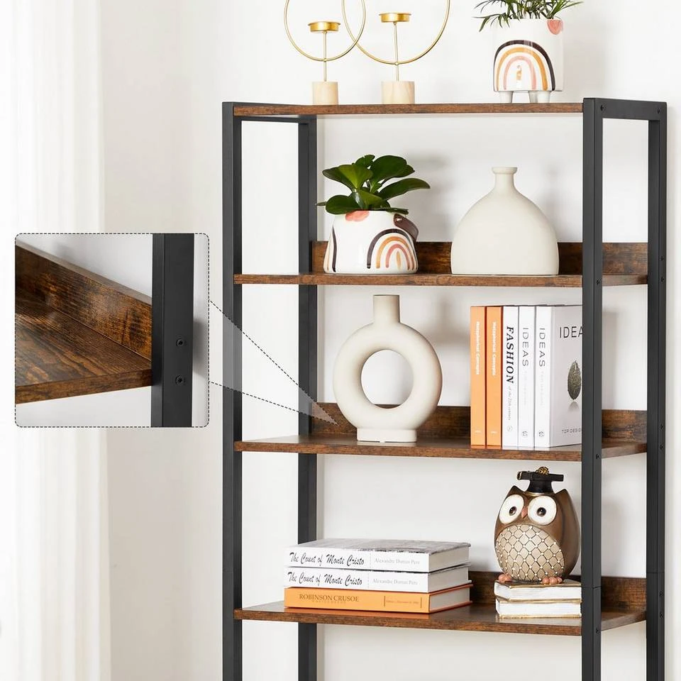 VASAGLE Bücherregal »LSC601B01«, Aufbewahrungsschrank, mit 2 Lamellentüren, 4 Ablagen, vintage 5 VASAGLE Bücherregal »LSC601B01«, Aufbewahrungsschrank, mit 2 Lamellentüren, 4 Ablagen, vintage – Bild 4