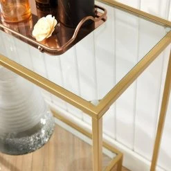 VASAGLE Konsolentisch »LGT023A01«, Beistelltisch, Stahlgestell, 100 x 35 x 80 cm, Wohnzimmer, goldfarben -Vasagle Auslauf Geschäft cd5af111 49ab 4d6e 934d 393377cc0efa