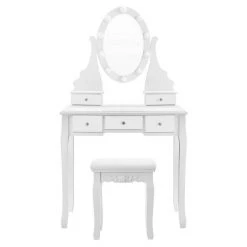 VASAGLE Schminktisch »RDT09WL«, Frisiertisch, Kosmetiktisch mit Beleuchtung, mit Spiegel und Hocker, 5 Schubladen -Vasagle Auslauf Geschäft d03eb317 b227 44ed 964b 571944accb01