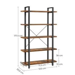 VASAGLE Bücherregal »LLS55BX LLS54BX LLS055B02«, stabiles Standregal, Wohnzimmerregal, vintage Greige-Schwarz -Vasagle Auslauf Geschäft d058a4a4 f4ed 46f2 875c a043d341700b