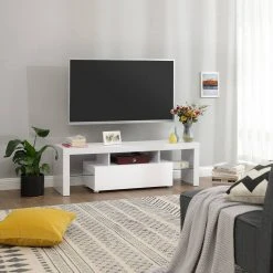 VASAGLE Lowboard »LTV14WT«, TV-Schrank, Fernsehschrank, TV-Regal, mit LED-Beleuchtung, für Fernseher bis 60 Zoll, 140 x 35 x 45 cm -Vasagle Auslauf Geschäft d0a1e8bd 39ec 498c 81ec 948213b656aa