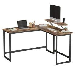 VASAGLE Eckschreibtisch »LWD56 LWD056«, Eckschreibtisch, L-förmiger Computertisch, beweglichem Monitoraufsatz, Büro, Gaming, Metall Grau, Schwarz, Vintage -Vasagle Auslauf Geschäft d2923633 040a 4d00 9928 c92194c22fea