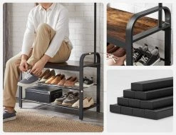 VASAGLE Garderobenständer »HSR400B01«, Garderobe, Schuhregal, mit Sitzfläche und 9 abnehmbaren Haken, 2 Gitterablagen -Vasagle Auslauf Geschäft d2f08d2f b848 436d bbac 87b146f62e94