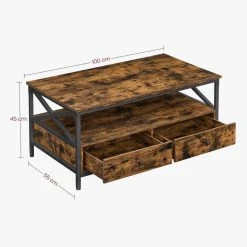 VASAGLE Couchtisch »LCT201B01«, Wohnzimmertisch, Sofatisch, mit Schubladen, X-förmige Streben, vintage -Vasagle Auslauf Geschäft d4115d97 20a5 41ab 9105 0b4ff4caea2e