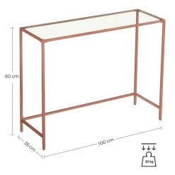 VASAGLE Konsolentisch »LGT26G LGT026A02 LGT026B01«, Beistelltisch, Sofatisch stabil, Glastisch, Wohnzimmer Ros&eacute;gold, Goldfarben, Schwarz -Vasagle Auslauf Geschäft d42c9850 dd7b 4904 8424 19f01b89ac80