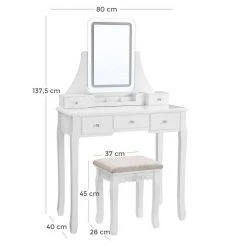 VASAGLE Schminktisch »RDT25WL«, Frisiertisch, Kosmetiktisch mit LED-Beleuchtung in 3 Farben, mit gepolstertem Hocker -Vasagle Auslauf Geschäft d556d377 35af 4679 8c4b 0ff03c14193e