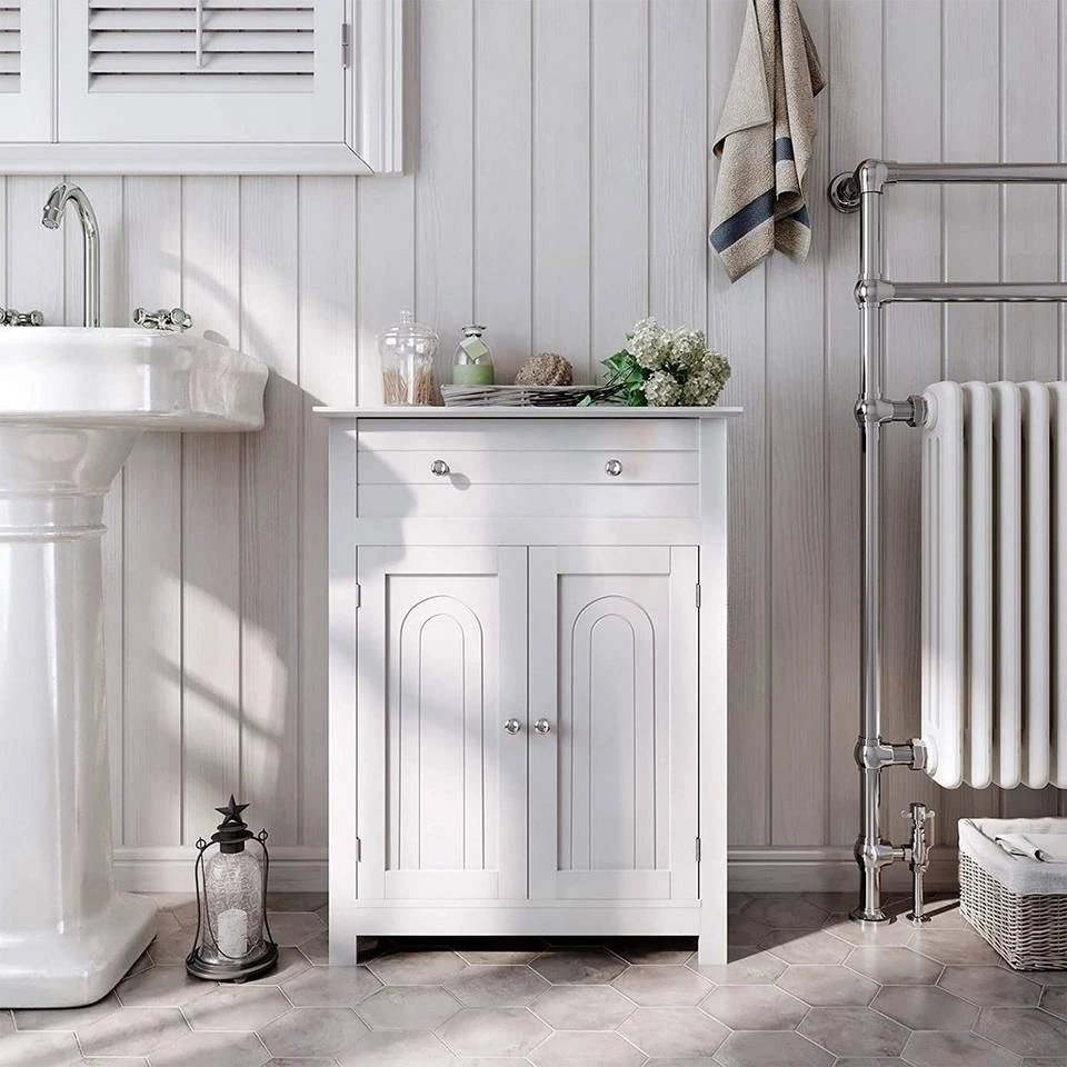 VASAGLE Badkommode »BBC61«, Badezimmerschrank, mit Schublade und verstellbarem Zwischenfach, Landhausstil, 60 x 30 x 80 cm, weiß 3 VASAGLE Badkommode »BBC61«, Badezimmerschrank, mit Schublade und verstellbarem Zwischenfach, Landhausstil, 60 x 30 x 80 cm, weiß