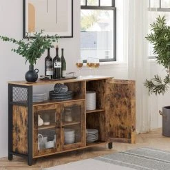 VASAGLE Sideboard »LSC096B01«, Küchenschrank, Aufbewahrungsschrank, mit 3 Türen, Breite 110 cm, für Wohnzimmer, Küche, Esszimmer, vintage -Vasagle Auslauf Geschäft dadd3fea bff6 4266 b735 833d90b74b34