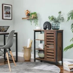 VASAGLE Sideboard »LSC74BX LSC74GD«, Küchenschrank mit 3 offenen Ablagen, Stahlgestell, vintage Braun -Vasagle Auslauf Geschäft db2f443c ed1f 49d4 a1af 4c57a7af2ae3