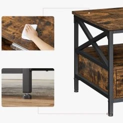 VASAGLE Couchtisch »LCT201B01«, Wohnzimmertisch, Sofatisch, mit Schubladen, X-förmige Streben, vintage -Vasagle Auslauf Geschäft dca15898 f1df 4d6a 9242 c0e2d614de56