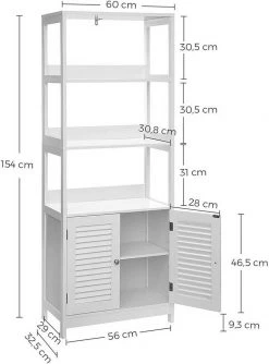 VASAGLE Badkommode »BBC82WT«, Badschrank, Bücherregal, 60 x 32,5 x 154 cm, mattweiß 15 VASAGLE Badkommode »BBC82WT«, Badschrank, Bücherregal, 60 x 32,5 x 154 cm, mattweiß -Vasagle Auslauf Geschäft dd813fb8 8f95 4f0a b4c7 623daba586d7