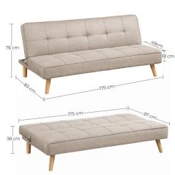 VASAGLE Schlafsofa »LCS701«, Schlafcouch, Bettsofa, 175 x 83 x 76 cm, Ausklappsofa, Wohnheim, grau Beige 33 VASAGLE Schlafsofa »LCS701«, Schlafcouch, Bettsofa, 175 x 83 x 76 cm, Ausklappsofa, Wohnheim, grau Beige -Vasagle Auslauf Geschäft dd8f916c 71d0 427f beb3 e708aac08832