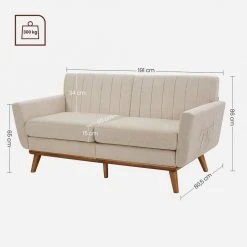 VASAGLE 3-Sitzer »LCS030«, Couch für Wohnzimmer, Beine aus Massivholz, Mid-Century Stil, 191 x 80,5 x 86 cm Beige, Grau -Vasagle Auslauf Geschäft ddcb77fb 0123 4d19 9127 58e41e857f2b