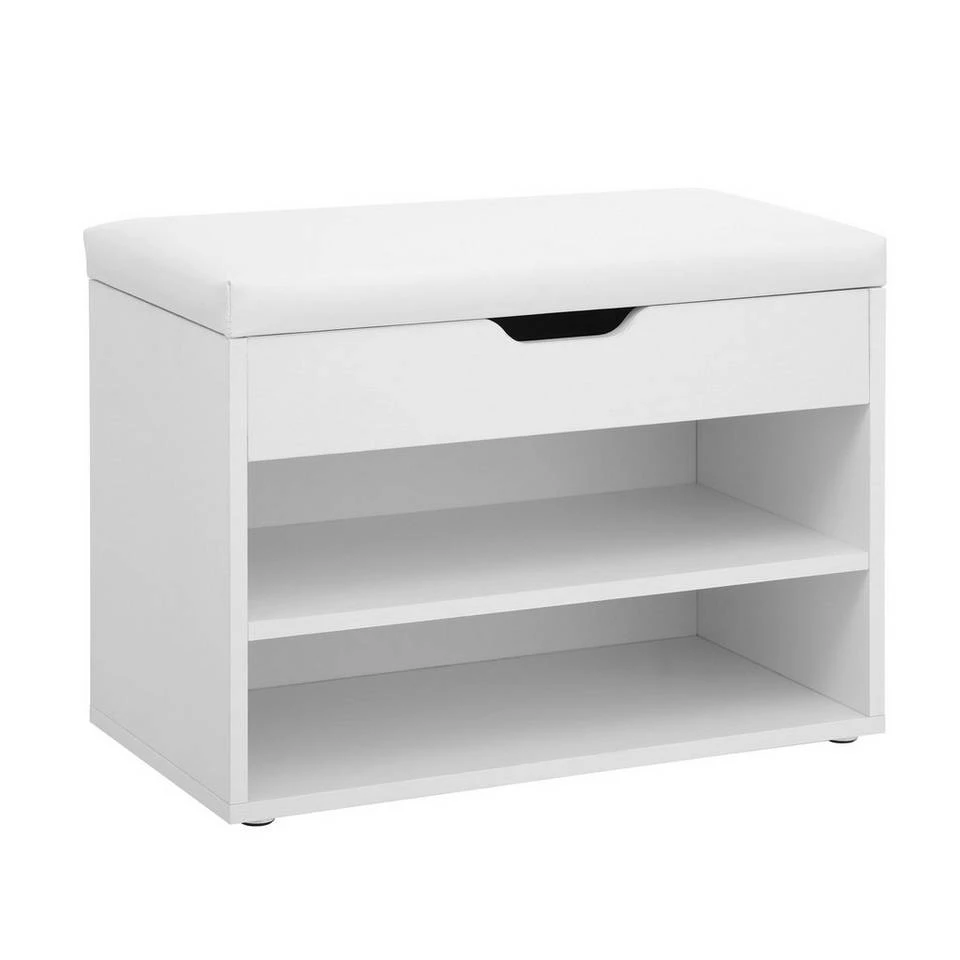 VASAGLE Schuhbank »LHS20WT«, Schuhregal mit Klappdeckel und gepolstertem Sitzbank, mit 2 Fächern, 60 x 30 x 44 cm 10 VASAGLE Schuhbank »LHS20WT«, Schuhregal mit Klappdeckel und gepolstertem Sitzbank, mit 2 Fächern, 60 x 30 x 44 cm – Bild 8