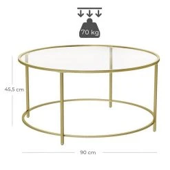 VASAGLE Couchtisch »LGT21G«, Beistelltisch, Glastisch, Sofatisch mit Metallgestell, Hartglas, Ø 84 cm, rund, stabil Gold, Schwarz 31 VASAGLE Couchtisch »LGT21G«, Beistelltisch, Glastisch, Sofatisch mit Metallgestell, Hartglas, Ø 84 cm, rund, stabil Gold, Schwarz -Vasagle Auslauf Geschäft e027bdf0 6df7 41c8 9933 bed40e94547a