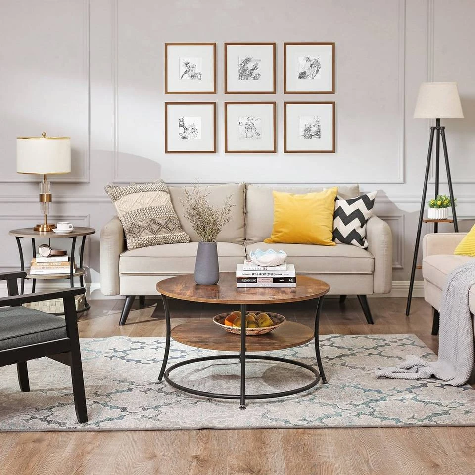 VASAGLE Beistelltisch »LET56BX«, Beistelltisch rund, Sofatisch, 2 Ablagen, vintage Greige 13 VASAGLE Beistelltisch »LET56BX«, Beistelltisch rund, Sofatisch, 2 Ablagen, vintage Greige – Bild 11