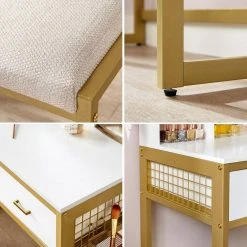 VASAGLE Schminktisch »RVT014A10 RVT014B01«, Frisiertisch, Kosmetiktisch mit Hocker, 10 LED-Glühbirnen, einstellbare Helligkeit Vintagebraun-Schwarz, Weiß-gold 31 VASAGLE Schminktisch »RVT014A10 RVT014B01«, Frisiertisch, Kosmetiktisch mit Hocker, 10 LED-Glühbirnen, einstellbare Helligkeit Vintagebraun-Schwarz, Weiß-gold -Vasagle Auslauf Geschäft e8f14e52 e311 462f a807 abd5ced1a540