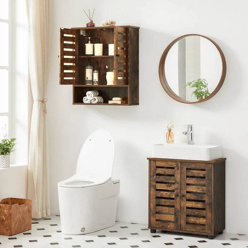 VASAGLE Hängeschrank »BBK121X01« Badezimmerschrank, Wandschrank, höhenverstellbarer Einlegeboden, 60 x 20 x 70 cm, vintage 6 VASAGLE Hängeschrank »BBK121X01« Badezimmerschrank, Wandschrank, höhenverstellbarer Einlegeboden, 60 x 20 x 70 cm, vintage – Bild 4