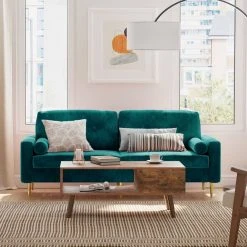 VASAGLE 3-Sitzer »LCS001«, Bezug aus Samt, Metallbeine, Klassisch bis modern, einfacher Aufbau, 183 x 78 x 88 cm Blau, Grau, Petrolfarben, Rosa -Vasagle Auslauf Geschäft eaa2610e 5f5e 4be9 bc7f a02b6e0919aa