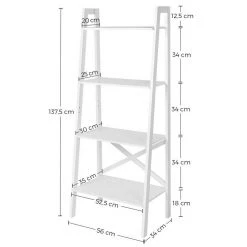 VASAGLE Standregal »LLS200N01 LLS200W01«, Bücherregal, Leiterregal mit 4 Ebenen Natur, Wei&szlig; -Vasagle Auslauf Geschäft ec63549c 9a18 49a3 bc71 9bcd8cf99ddb
