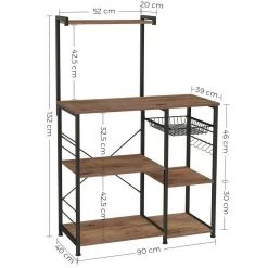 VASAGLE Standregal »KKS035/35«, Küchenregal mit Metallkorb, 6 S-Haken und Regalablagen, 90 x 40 x 132 cm, Industrie-Design Haselnussbraun-schwarz, Greige-schwarz, Vintage 35 VASAGLE Standregal »KKS035/35«, Küchenregal mit Metallkorb, 6 S-Haken und Regalablagen, 90 x 40 x 132 cm, Industrie-Design Haselnussbraun-schwarz, Greige-schwarz, Vintage -Vasagle Auslauf Geschäft ef70b43c 74f7 409d b295 ca58e9f7f870