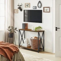 VASAGLE Konsolentisch »LNT088B01 LNT100B01«, Beistelltisch, Flurtisch, Sofatisch, 100 x 35 x 80 cm, für Wohnzimmer, Flur, vintagebraun-schwarz -Vasagle Auslauf Geschäft f0304976 05fd 4aa0 80d3 926836768ac4