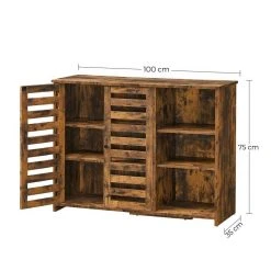 VASAGLE Kommode »LBF004X01«, Sideboard, Küchenschrank mit 2 Lamellentüren, freistehend, 100 x 35 x 75 cm, vintagebraun -Vasagle Auslauf Geschäft f076c78b a484 4140 af18 96c5c9b3e5bf