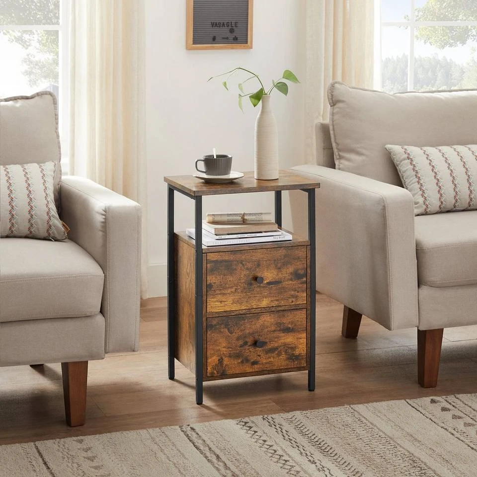 VASAGLE Nachttisch »LET521B01«, Beistelltisch, mit 2 Schubladen, Industrie-Design, vintage 5 VASAGLE Nachttisch »LET521B01«, Beistelltisch, mit 2 Schubladen, Industrie-Design, vintage – Bild 3