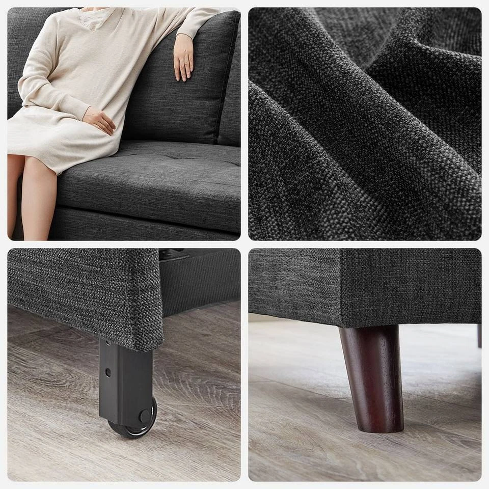 VASAGLE Schlafsofa »LCS801«, Bettsofa mit Stauraum, Ecksofa, mit Becherhalter, einfache Montage, 223 x 142 x 88 cm (L x B x H), modern Dunkelgrau, Hellgrau 21 VASAGLE Schlafsofa »LCS801«, Bettsofa mit Stauraum, Ecksofa, mit Becherhalter, einfache Montage, 223 x 142 x 88 cm (L x B x H), modern Dunkelgrau, Hellgrau – Bild 20