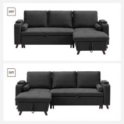 VASAGLE Schlafsofa »LCS801«, Bettsofa mit Stauraum, Ecksofa, mit Becherhalter, einfache Montage, 223 x 142 x 88 cm (L x B x H), modern Dunkelgrau, Hellgrau 37 VASAGLE Schlafsofa »LCS801«, Bettsofa mit Stauraum, Ecksofa, mit Becherhalter, einfache Montage, 223 x 142 x 88 cm (L x B x H), modern Dunkelgrau, Hellgrau -Vasagle Auslauf Geschäft f6038c88 c26d 4551 ac07 d4a268e806ad