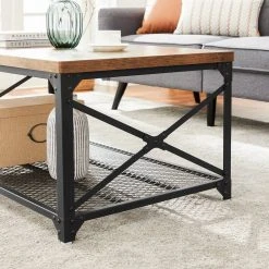 VASAGLE Couchtisch »LCT070B01«, Sofatisch mit Gitterablage, Stahlgestell mit seitlichen X-Streben, bis 50 kg belastbar, stabil, vintage -Vasagle Auslauf Geschäft f720e229 1621 4aa7 af07 4246b944a478