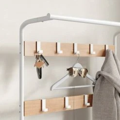 VASAGLE Garderobenständer »HSR40B«, Kleiderständer mit 9 Haken, Schuhregal mit 3 Ablagen und stilvollen Griffen, 183 cm hoch, Industrie-Design Grau, Vintage, Wei&szlig; -Vasagle Auslauf Geschäft f8305b12 e857 40c0 9756 f0c347812ae1